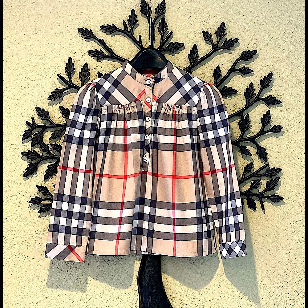 Burberry Girl’s Check Gathered Blouse Size 8